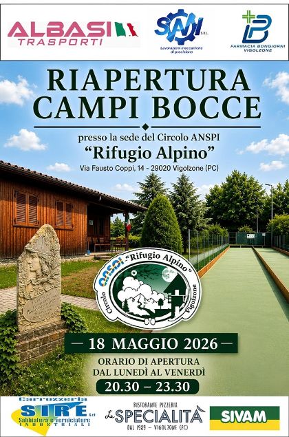 Riapertura campi da bocce 