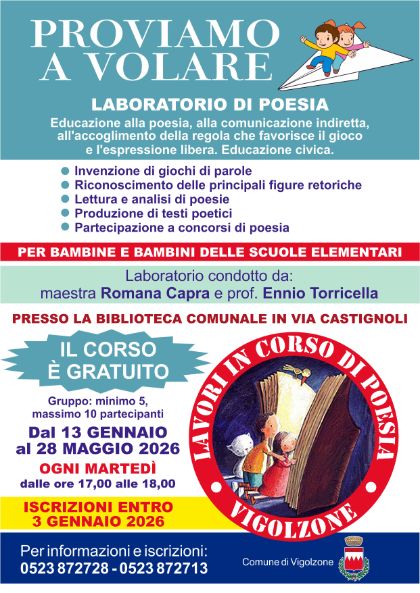 Laboratorio di poesia per bambini e bambine delle scuole elementari