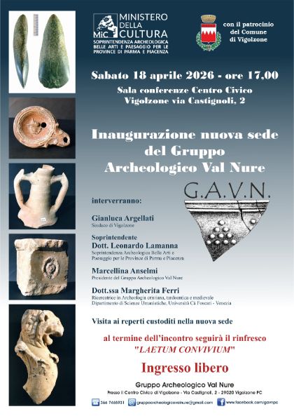 Gruppo Archeologico Val Nure: inaugurazione nuova sede