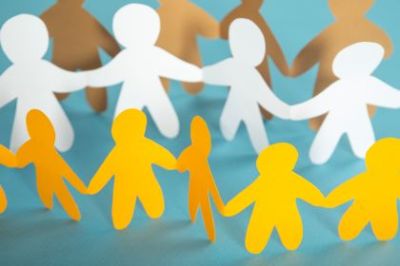 high-angle-paper-people-with-blue-background