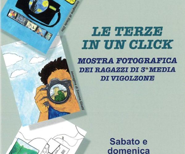 Le terze in un click: mostra fotografica dei ragazzi di 3° media di Vigolzone allestita nella sala Polivalente del Centro Civico di Vigolzone e nell'atrio delle scuole medie nei giorni 9 e 10 maggio 2026